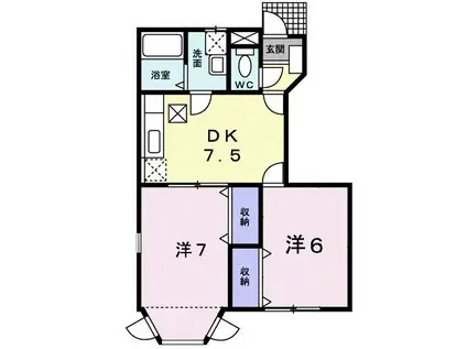 レークサイドB(2DK/1階)の間取り写真