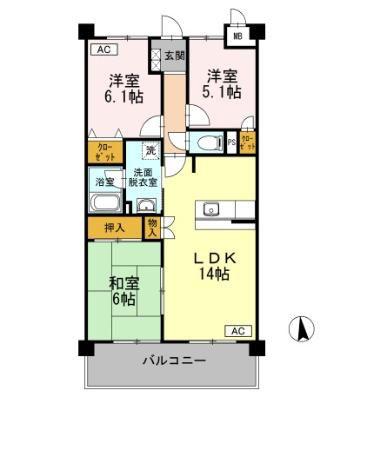ヴォーリバージュIII(3LDK/3階)の間取り写真