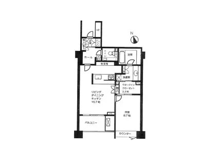 麻布台パークハウス P付(1LDK/5階)の間取り写真