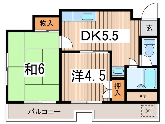 鈴木ビル(2DK/2階)の間取り写真