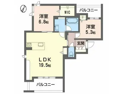 ソレイユ ルヴァン牛田(2LDK/2階)の間取り写真