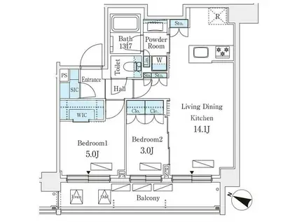 シーズンフラッツ町屋(2LDK/7階)の間取り写真