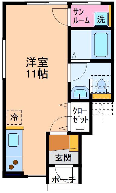 ボヌールA(ワンルーム/1階)の間取り写真