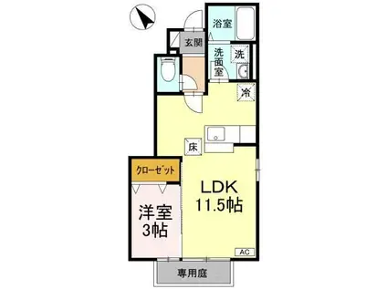 ハイムM・Y A棟(1LDK/1階)の間取り写真
