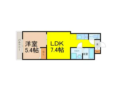プラージュ大曽根(1LDK/1階)の間取り写真