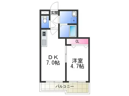 プレミアムスイート狭山駅前(1DK/1階)の間取り写真