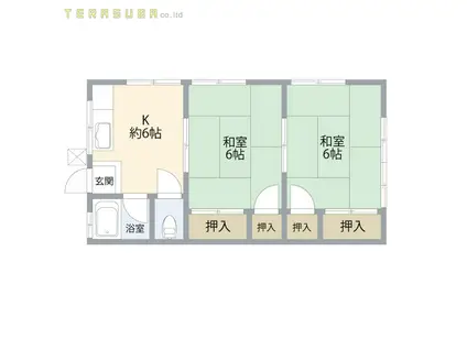 レガーロ南大分 弐番館(2K/2階)の間取り写真