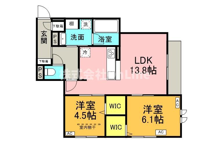 CLASHIST加美東(2LDK/1階)の間取り写真