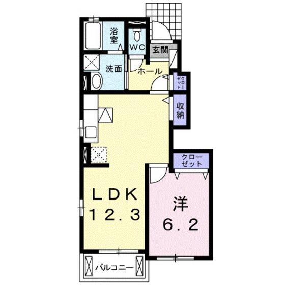 フォレストグランドA棟(1LDK/1階)の間取り写真