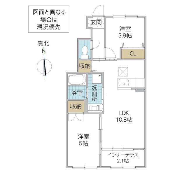 シンビー館IV棟(2LDK/1階)の間取り写真