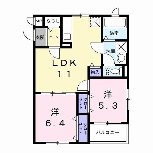 ヴェルナール赤羽(2LDK/1階)の間取り写真