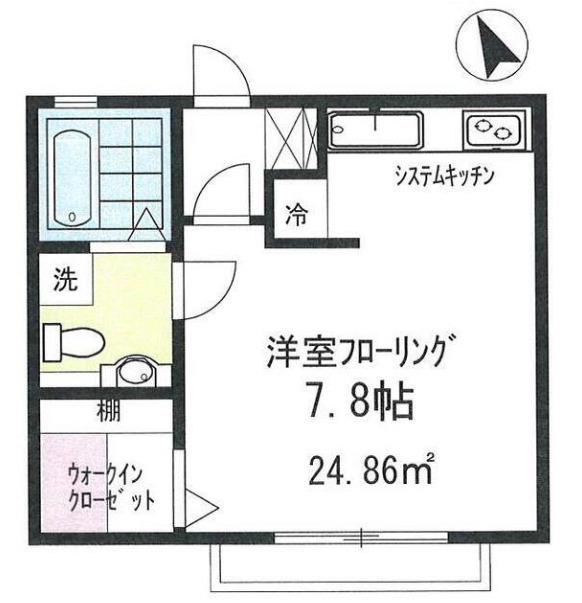 オレンジハイム(ワンルーム/2階)の間取り写真
