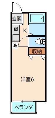 サンヒルズソガ(1K/2階)の間取り写真