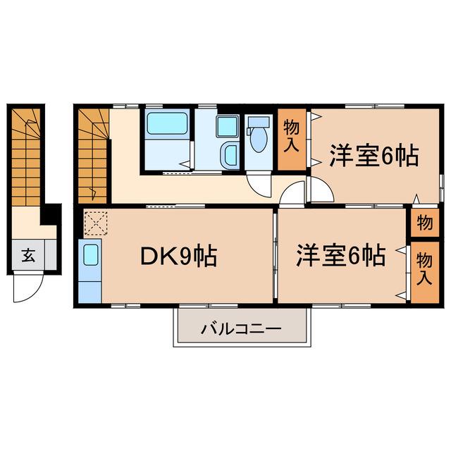 エスブロード II(2DK/2階)の間取り写真