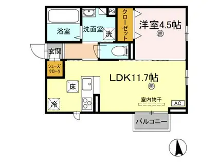 NAGOMI(1LDK/1階)の間取り写真