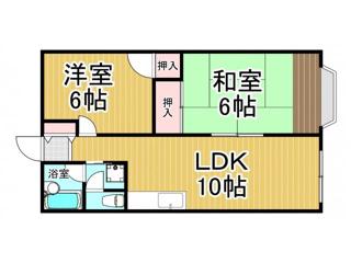 ルシェール武庫川 Ⅱ(2LDK/1階)の間取り写真