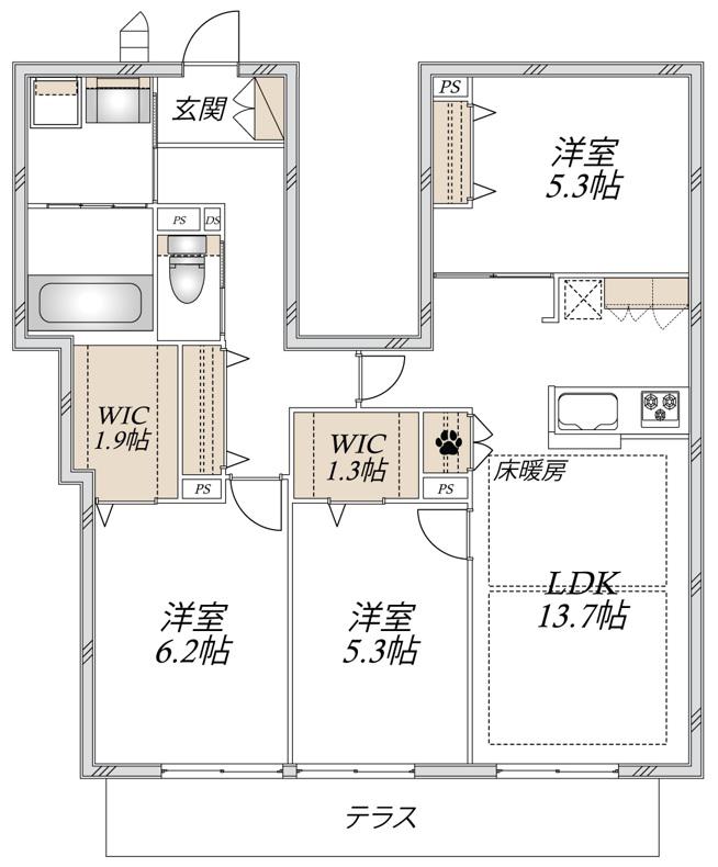 LE NOIR(3LDK/1階)の間取り写真