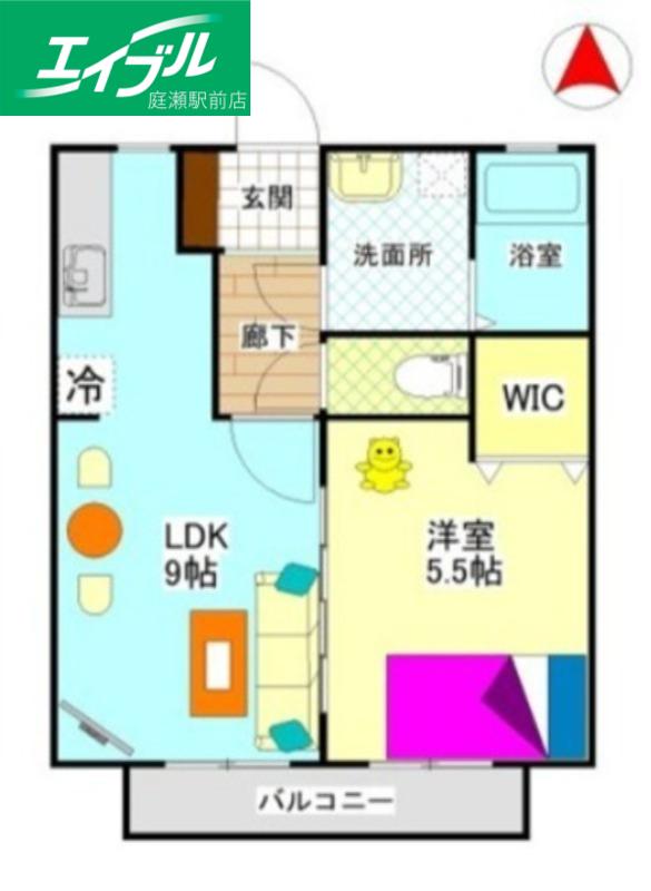 ビバリースクエアB(1LDK/2階)の間取り写真