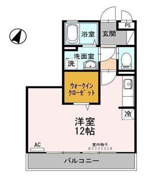 リファルジェント泉D棟(ワンルーム/2階)の間取り写真