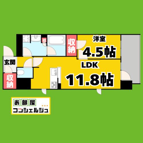 オープンレジデンシア名古屋FRONT(1LDK/13階)の間取り写真