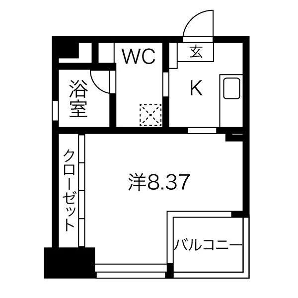 GRAN DUKE 代官町(1K/8階)の間取り写真