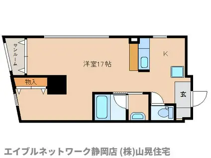 静岡鉄道静岡清水線 新静岡駅 徒歩3分 8階建 築21年(ワンルーム/3階)の間取り写真