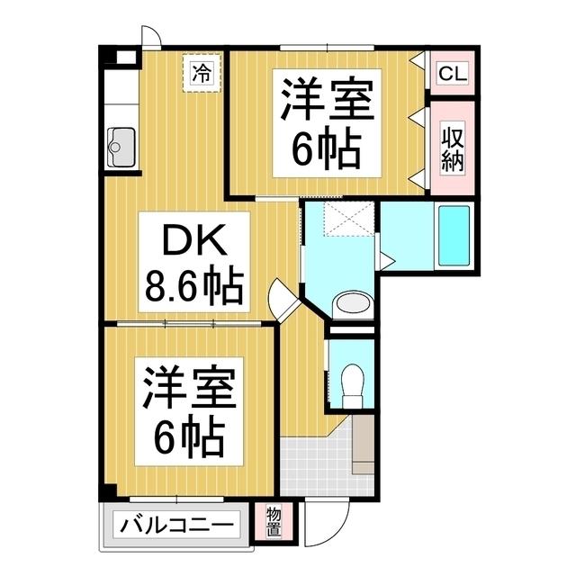 セレーノヒナザワA(2DK/1階)の間取り写真