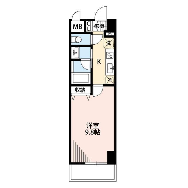 パークソレイユ新潟駅前(1K/1階)の間取り写真