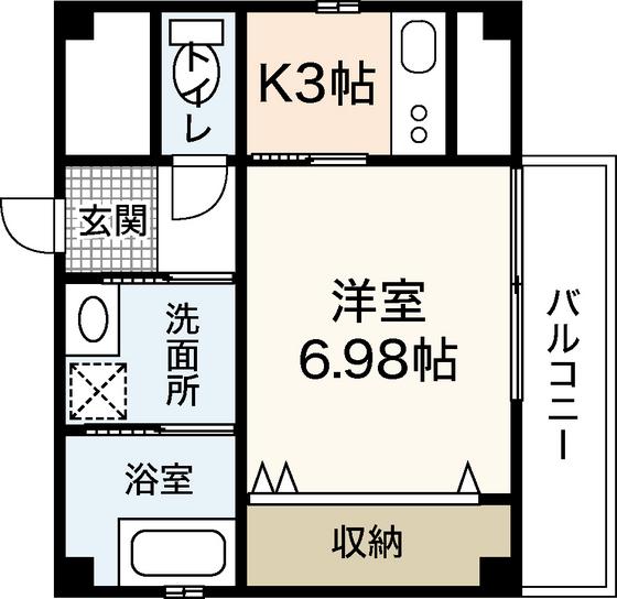 L-あまつはら(1K/3階)の間取り写真