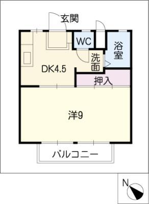 メゾンエクセル(1DK/1階)の間取り写真