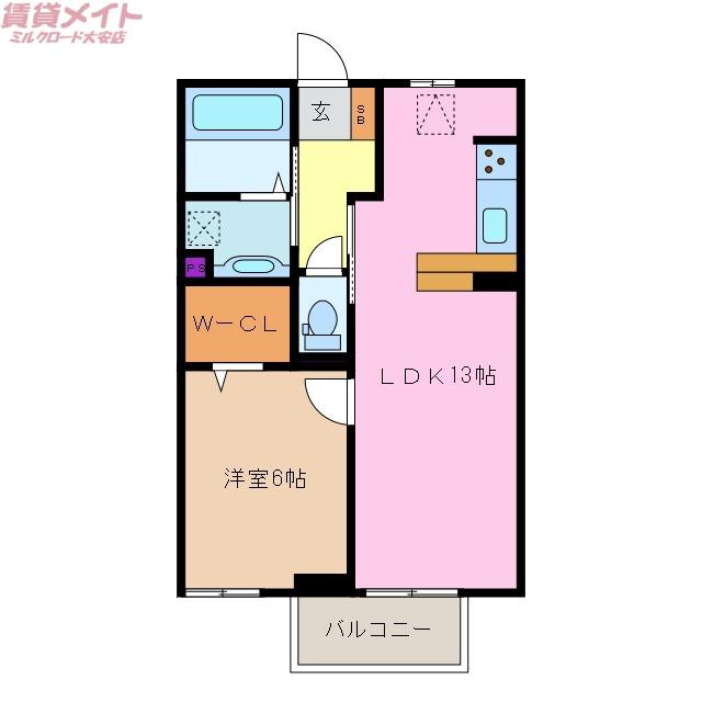 キートスマルカ A棟(1LDK/1階)の間取り写真