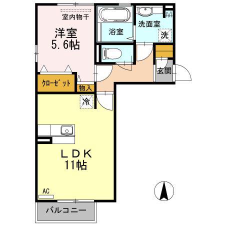 リヤンAJII(1LDK/2階)の間取り写真