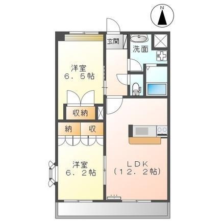 サンパレス伏石II(2LDK/2階)の間取り写真
