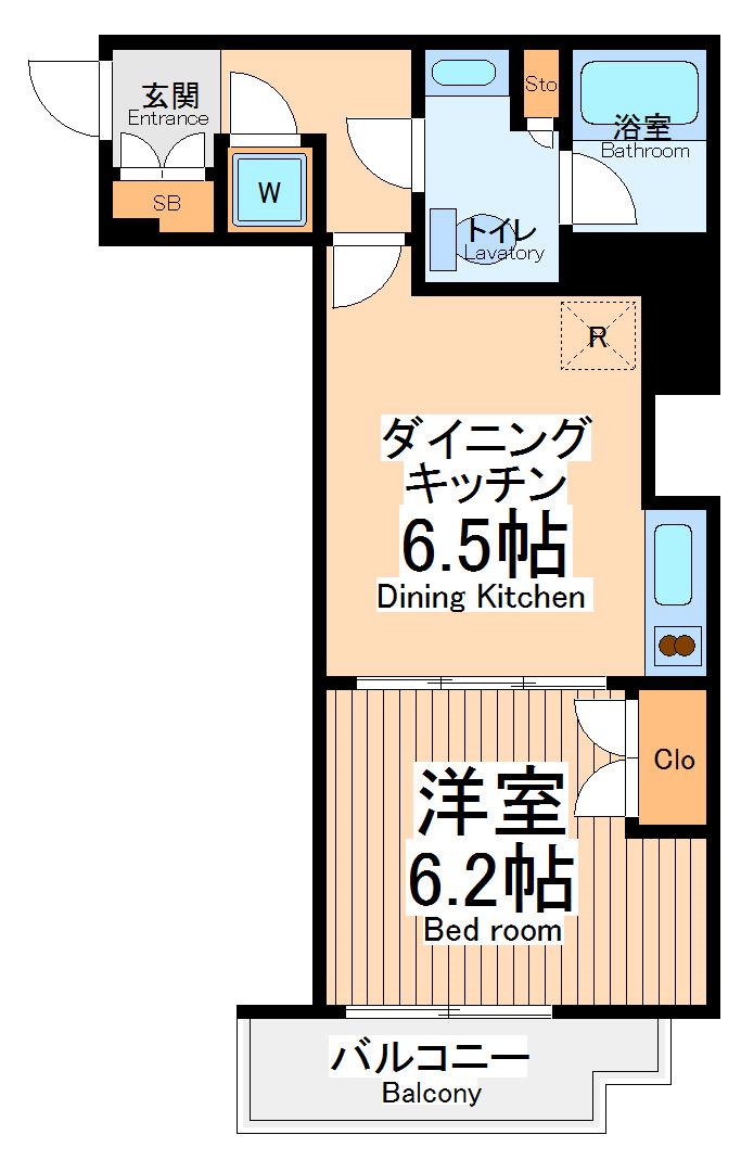 アクサス立川エルアール(1DK/4階)の間取り写真
