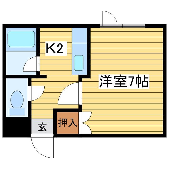  フォーシーズンII (1K/2階)の間取り写真