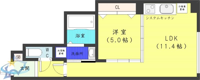 プライムアーバン大通公園1(1LDK/2階)の間取り写真