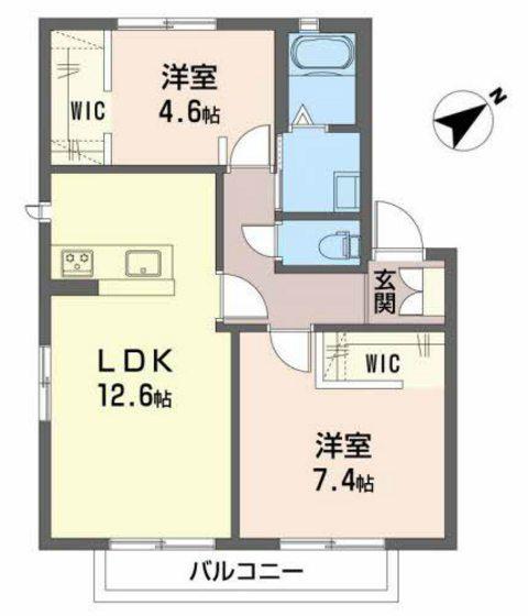 ミラベルA棟(2LDK/2階)の間取り写真