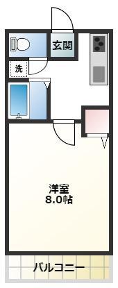 第2年見マンション(1K/1階)の間取り写真