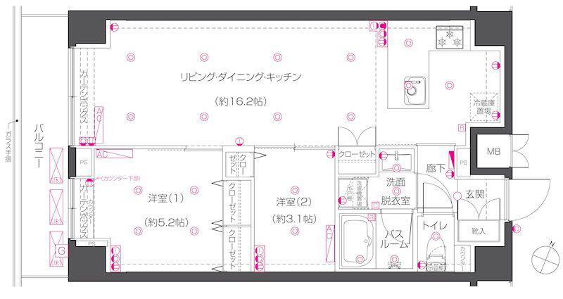 ZOOM練馬高野台(2LDK/2階)の間取り写真