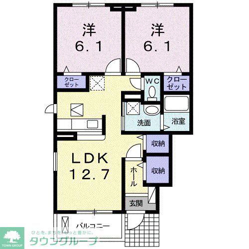 ラフレシールI(2LDK/1階)の間取り写真