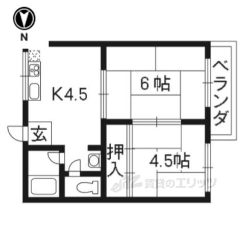 スイートム中村(2DK/1階)の間取り写真