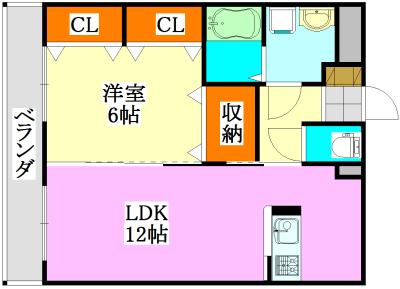 ニューライフ津田沼東(1LDK/2階)の間取り写真