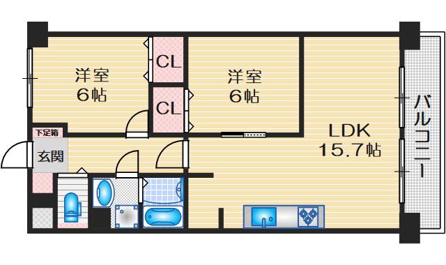 パルムハウス江坂(2LDK/8階)の間取り写真