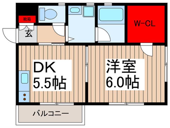 グレイスキャメル(1DK/2階)の間取り写真