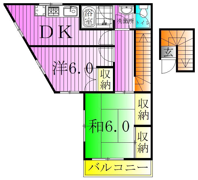パラダイム堀之内(2DK/3階)の間取り写真