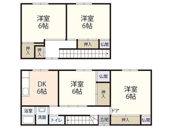 メゾネット林 A棟(4DK/1階)の間取り写真