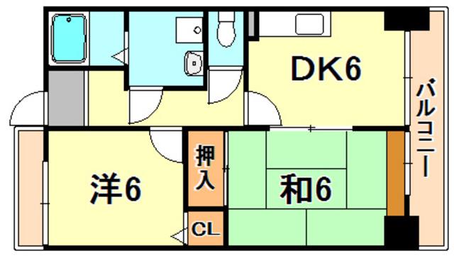 ロワジール山手(2DK/3階)の間取り写真