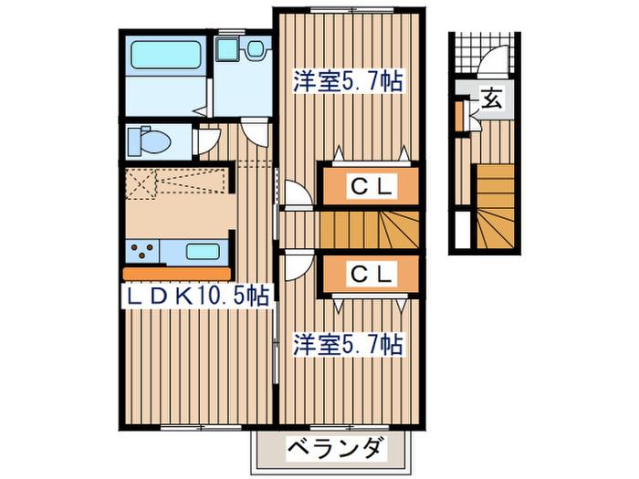 メゾンセゾンB(2LDK/2階)の間取り写真