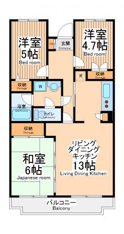 グランドヒル(3LDK/6階)の間取り写真