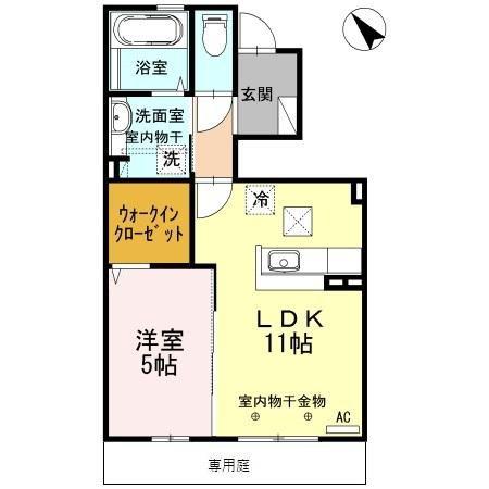 ポルトボヌール(1LDK/1階)の間取り写真